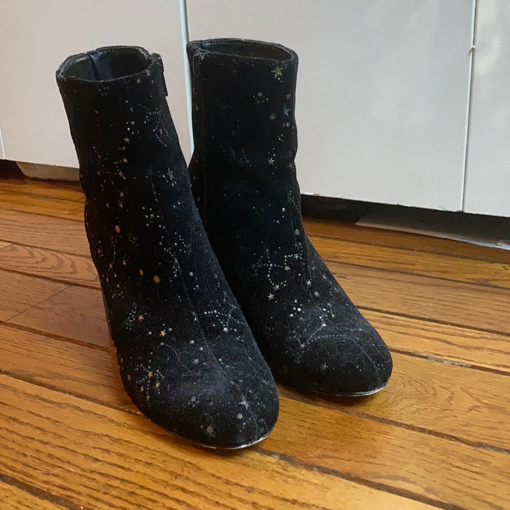 Urban Outfitters Black Velvet Constellation Boots